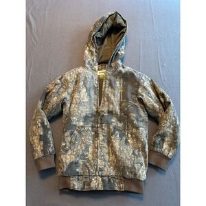 Magellan Outdoors Camo Full Zip Hoodie Jacket XS Youth Hunting Outdoors Olive
